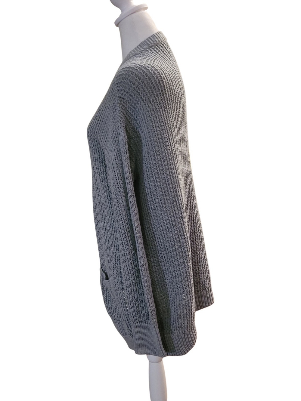 BDG Grey Chunky Ribbed Button-Front Cardigan - Picture 2 of 7